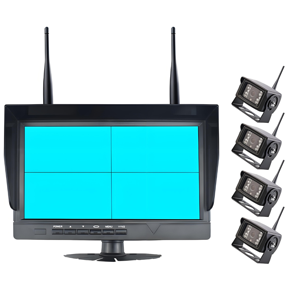 10" Wireless IPS Display with 4 Night-Vision Cameras and 500m Long-Range Signal