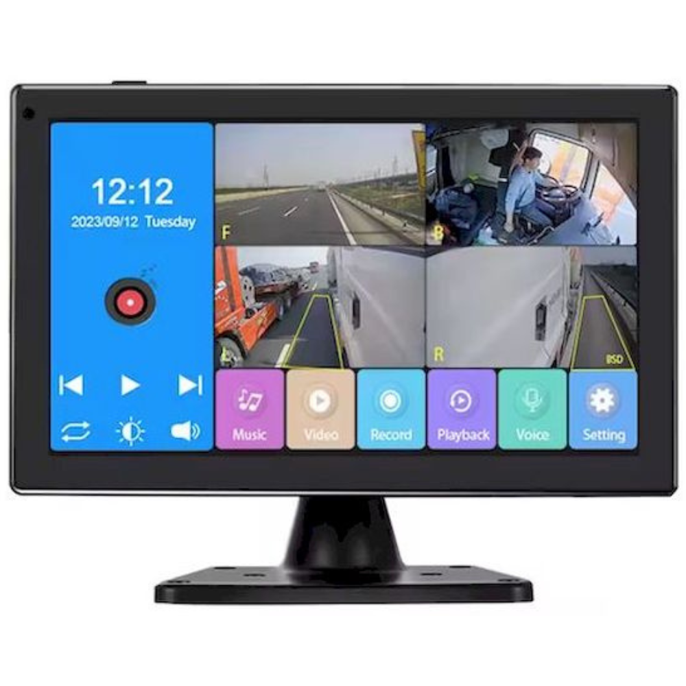 10" IPS Touch HD Monitor with Blind Spot Detection 4 AHD Cameras & Voice Alert Black