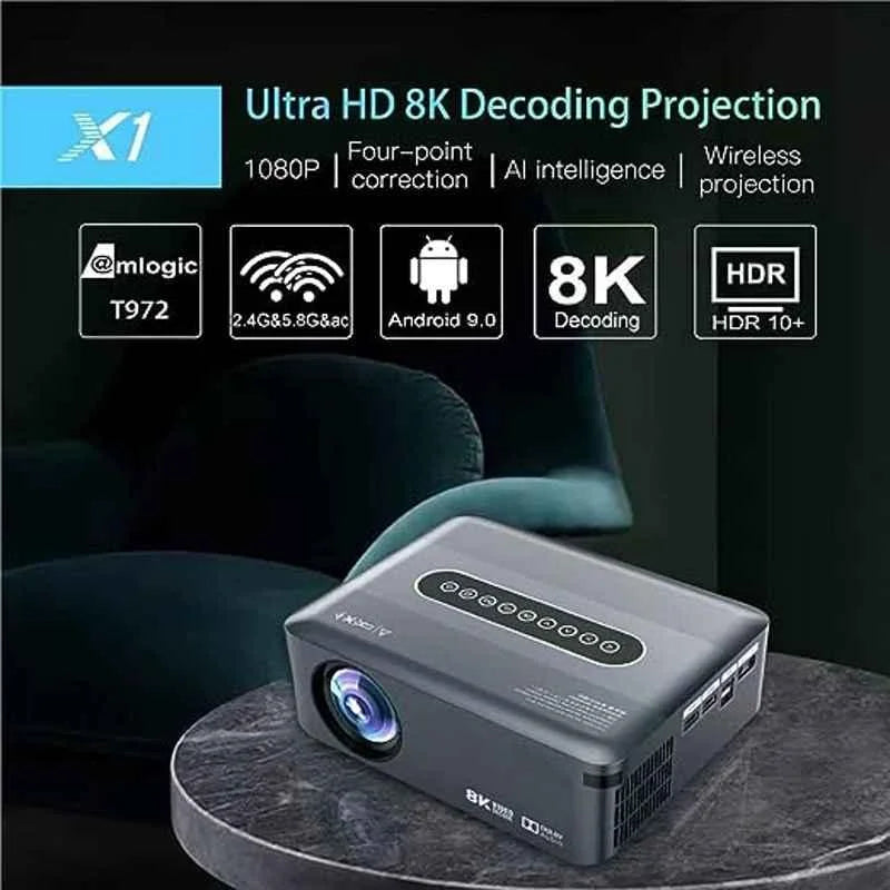 1080P Portable Smart Projector with WiFi6, Bluetooth 5.0 & Electric Focus
