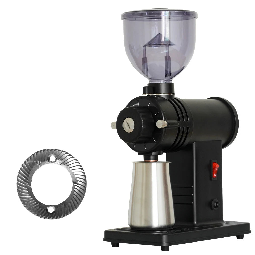 10-Step Stainless Steel Espresso Grinder with 60mm Flat Burrs 220V Black
