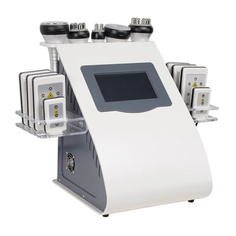 Portable 6-in-1 Cavitation & Radio Frequency Body Slimming Machine with Vacuum RF – White