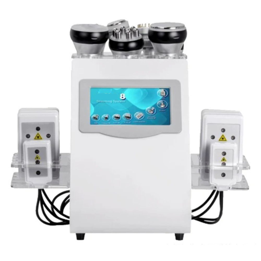 8-in-1 Portable Cavitation & RF Beauty Machine with Laser, Microcurrent & LED Therapy – White
