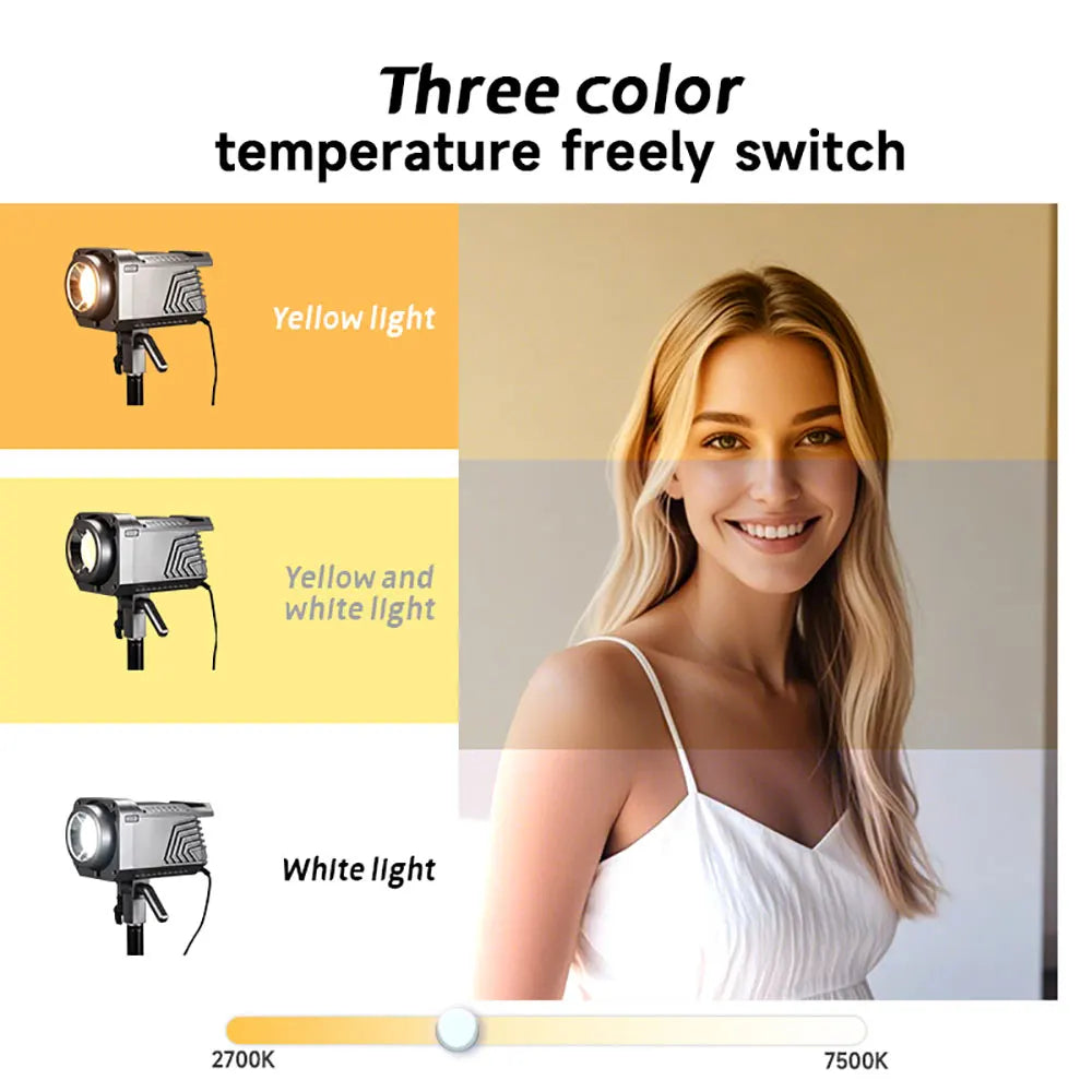 100W COB LED Video Light with Remote & Reflector – 2700–6500K Adjustable Studio Lighting