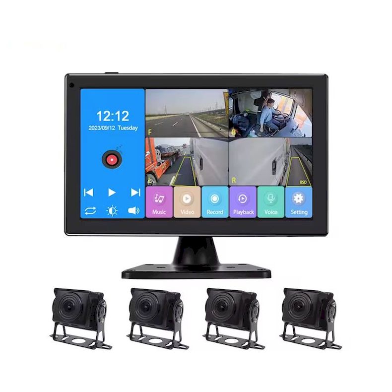 10" IPS Touch HD Monitor with Blind Spot Detection 4 AHD Cameras & Voice Alert Black