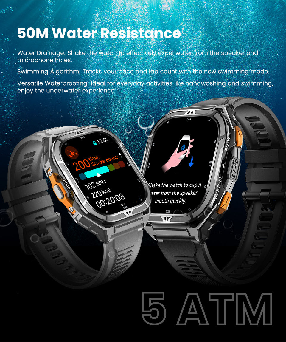 1.96" Touch Screen Smart Watch with Waterproof Design, Fitness Tracking & App Support