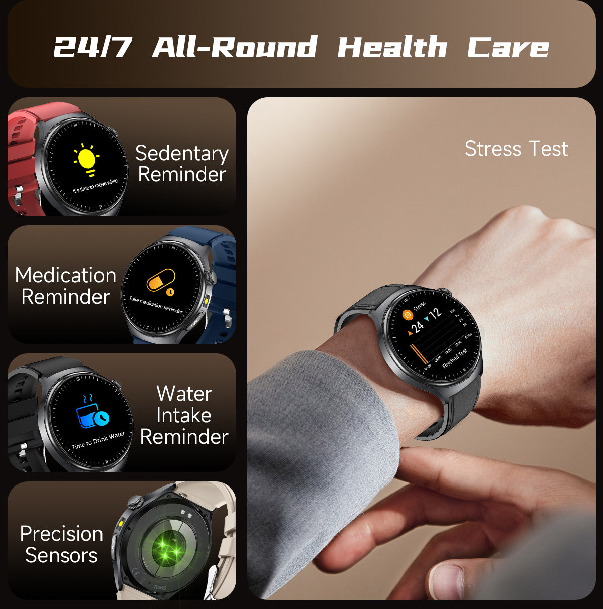 1.43” Waterproof Smart Watch with Heart Rate Monitor & DeepFit App, 450mAh Battery, 22mm Strap