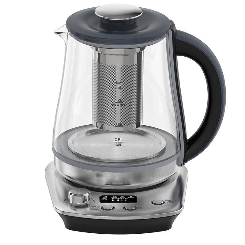 1.5L Rapid Boil Glass Kettle with Temperature Presets and Tea Infuser