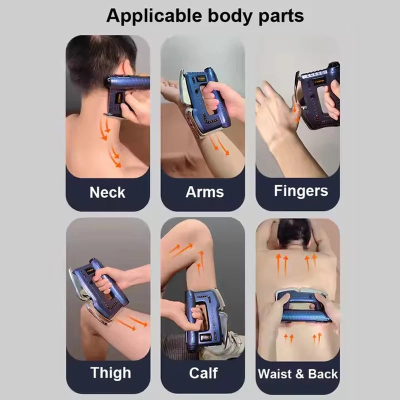 Portable Fascia Gun with Gua Sha Scraping, EMS and Heating Back Massager