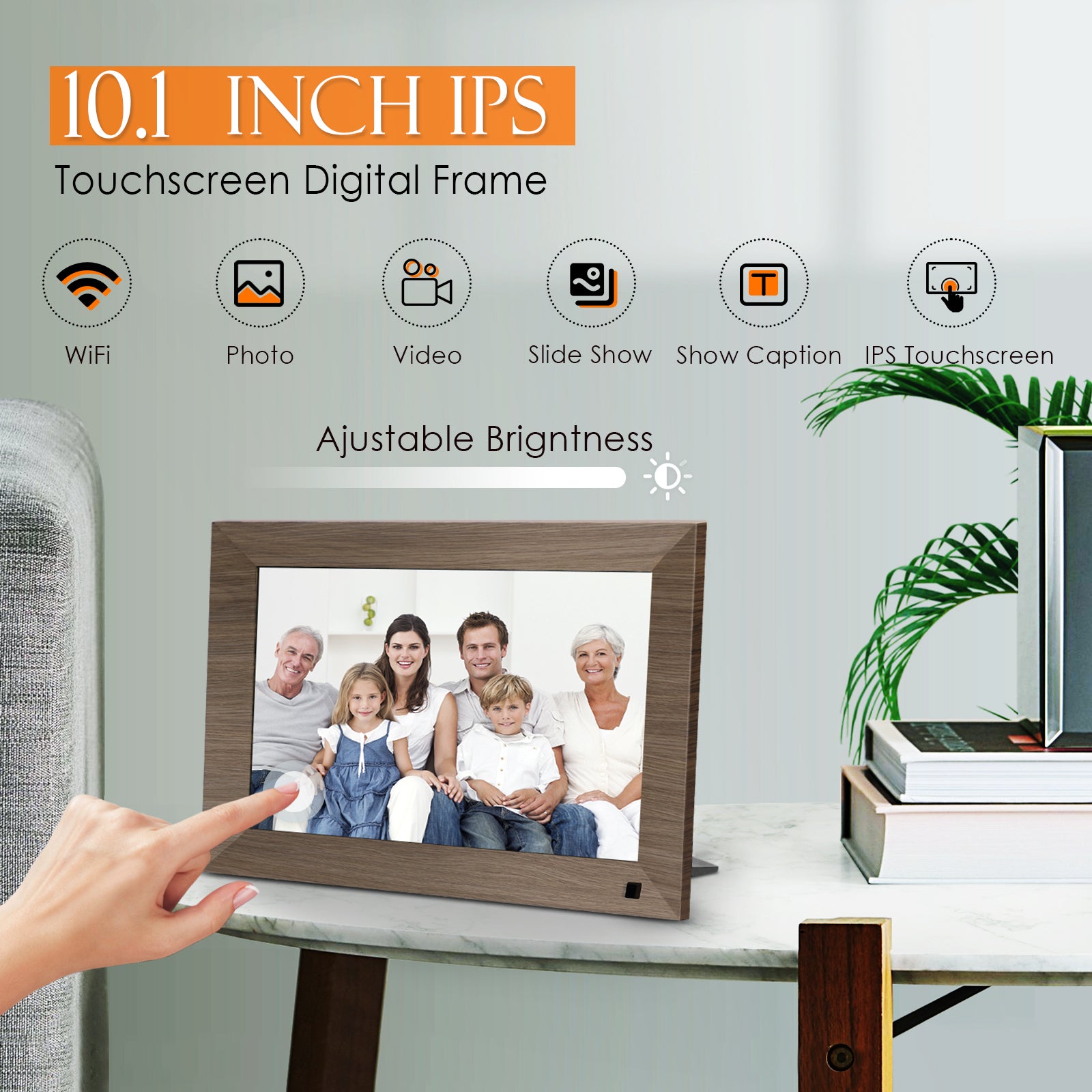 10.1 Inch WiFi Digital Photo Frame with Touch Screen, Motion Sensor & Auto Rotate
