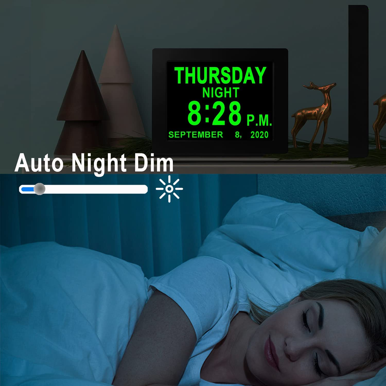 10 Inch Digital Clock Photo Frame with Remote Control, Auto Dimming & Alarm