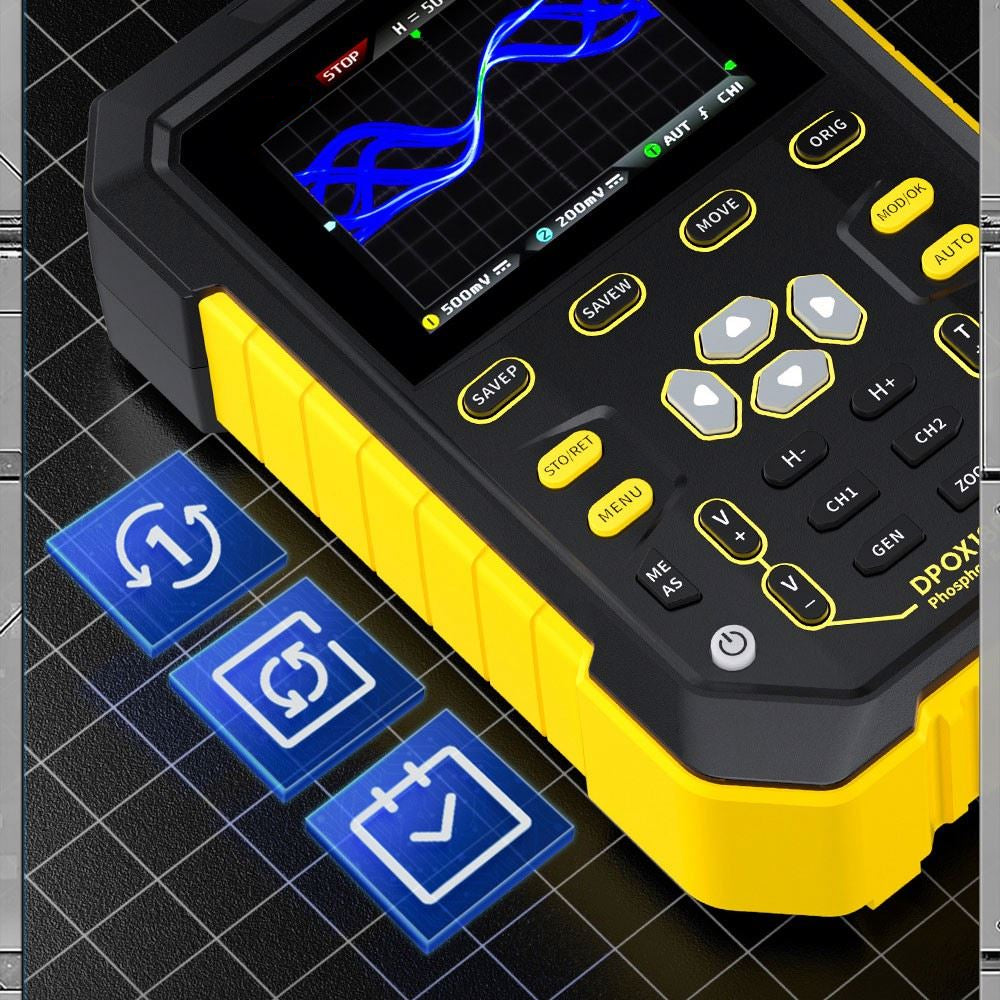 Handheld Dual Channel Oscilloscope with 20MHz Signal Generator, 2.8" IPS Display
