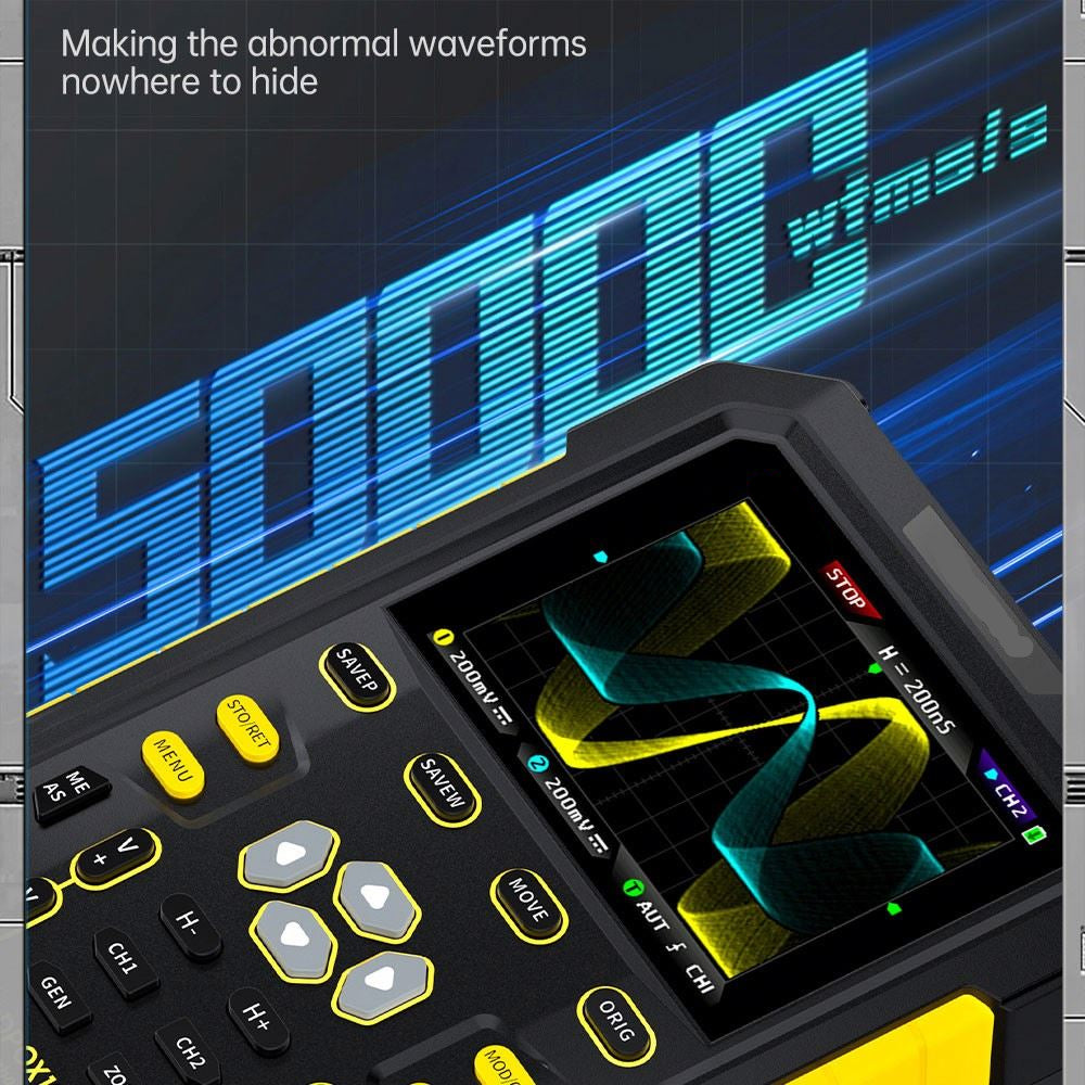 Handheld Dual Channel Oscilloscope with 20MHz Signal Generator, 2.8" IPS Display
