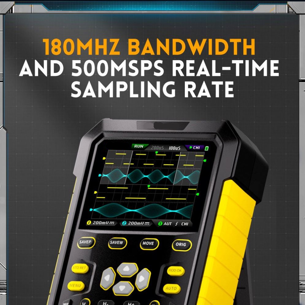 Handheld Dual Channel Oscilloscope with 20MHz Signal Generator, 2.8" IPS Display