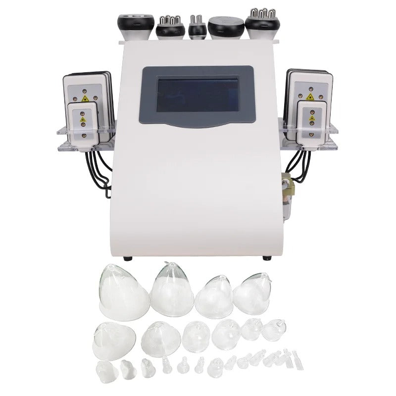 Portable 6-in-1 Cavitation & Radio Frequency Body Slimming Machine with Vacuum RF – White