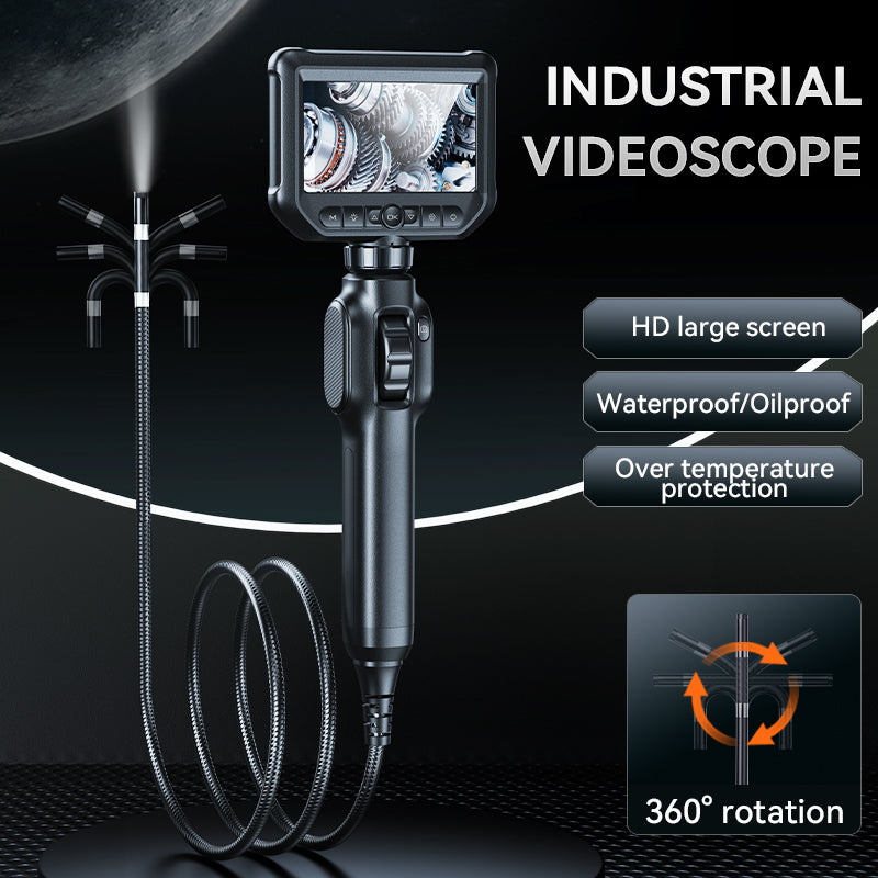 1080p Industrial Endoscope Camera with 4.3" Display, Dual Lens & Waterproof Probe