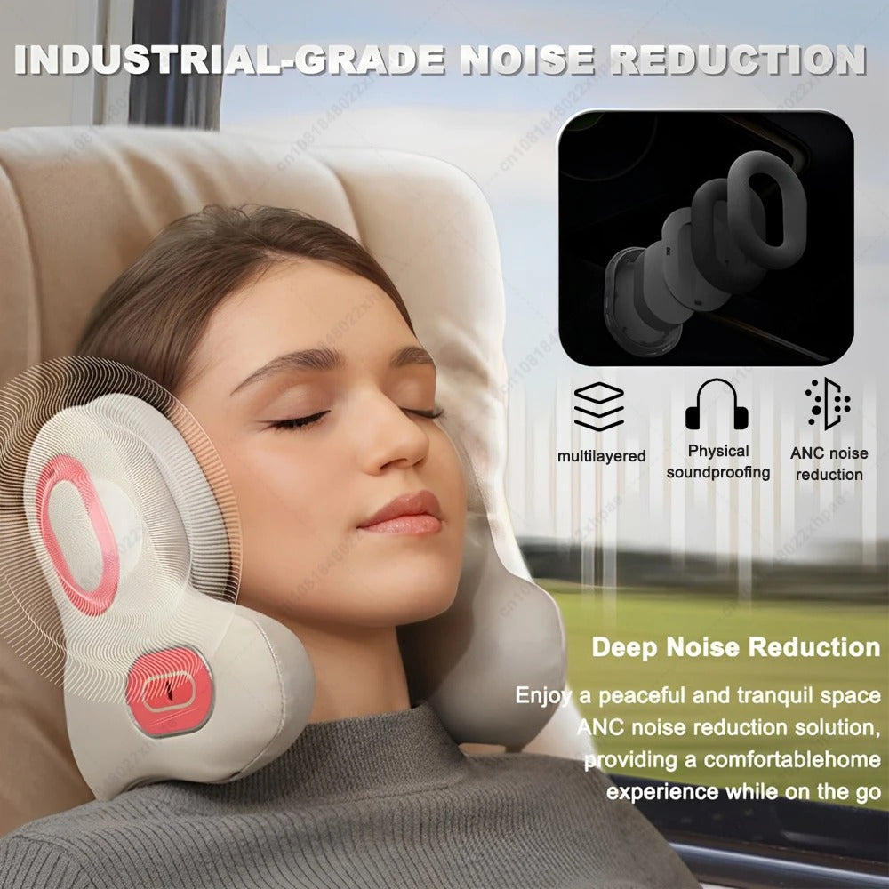 Rechargeable 3-in-1 Neck Massager Travel Pillow with Heat Therapy & Bluetooth Music