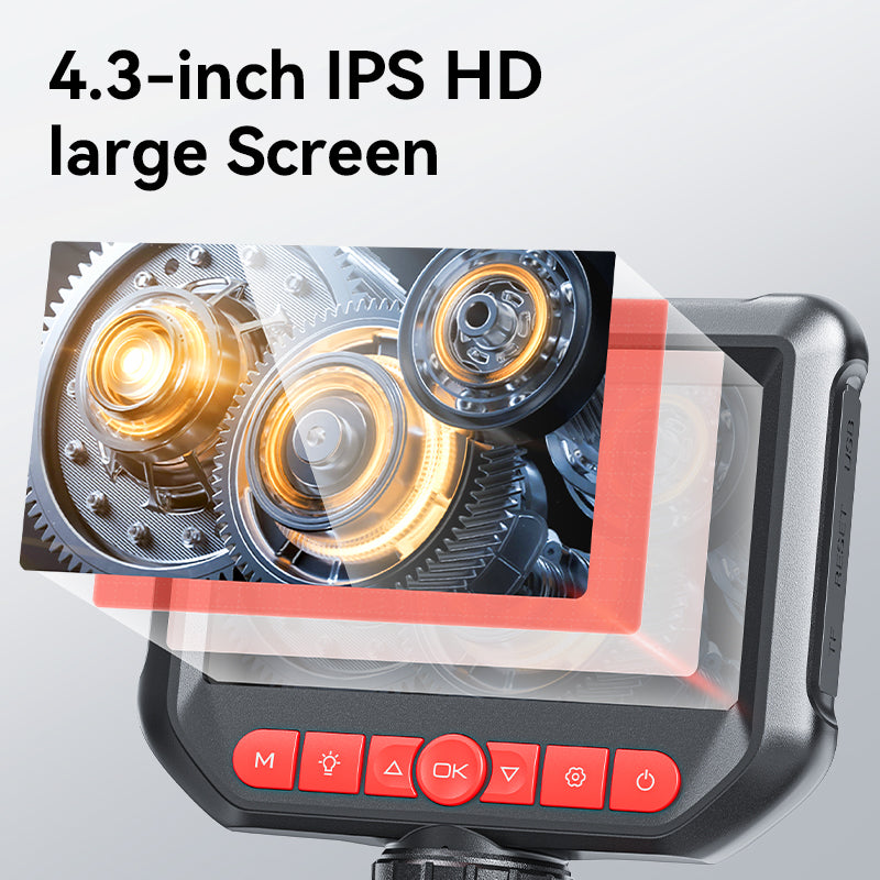 1080p Dual Lens Inspection Camera with 4.3" Display – Waterproof Industrial Borescope