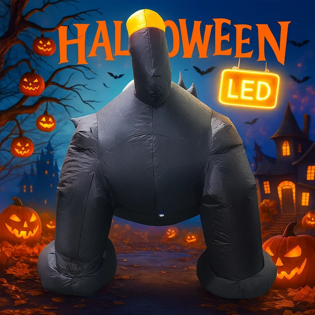 1.8m LED Inflatable Black Cat Decoration with Moving Head for Halloween Outdoor Display