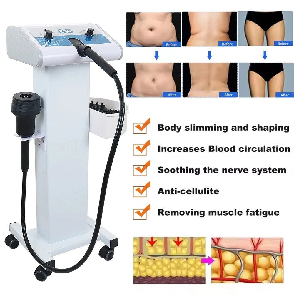 Body Slimming and Relaxation Device with 5 Interchangeable Heads and Trolley Stand White