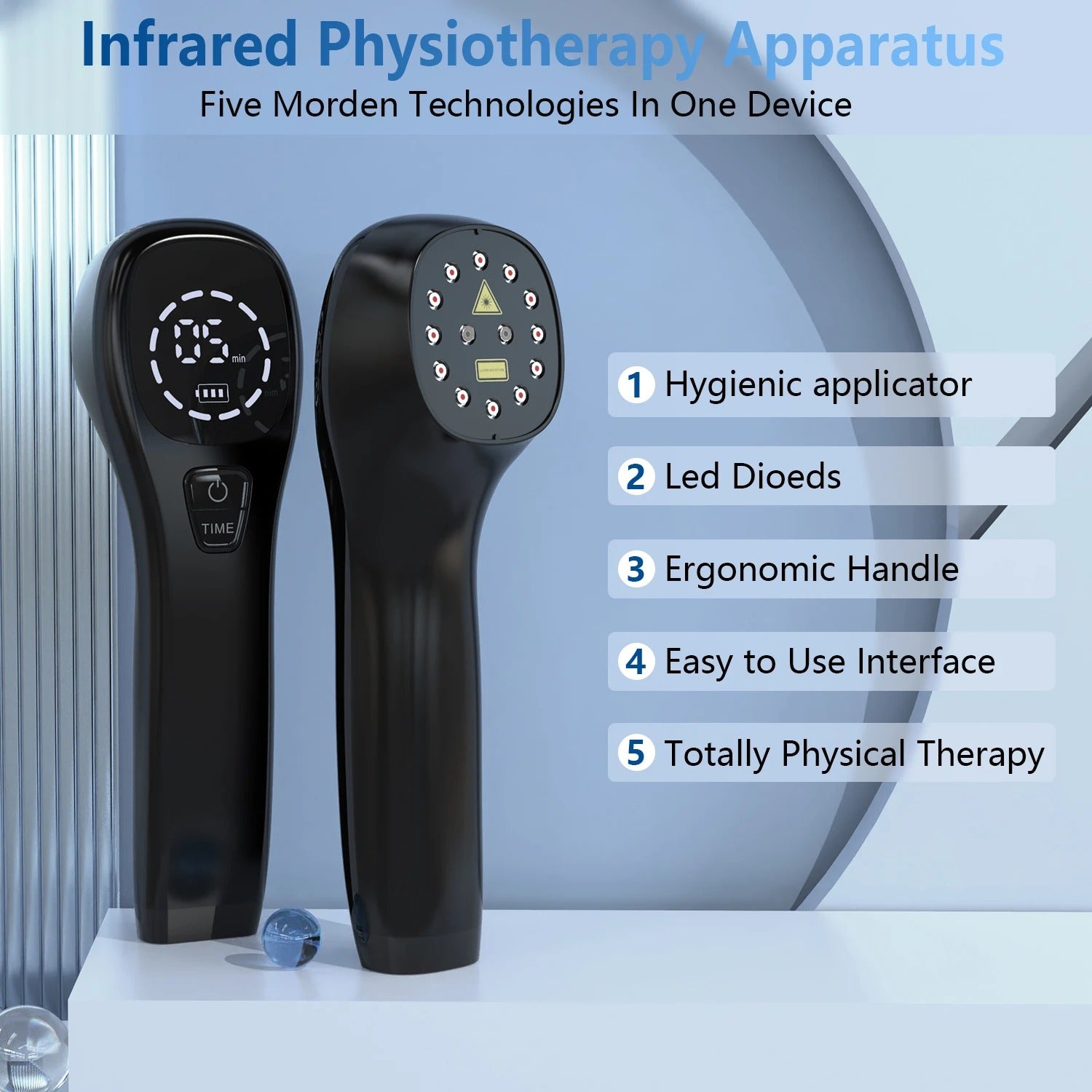 Portable Cold Laser Pain Relief Device 2x808nm Red Light Therapy for Wounds & Joints