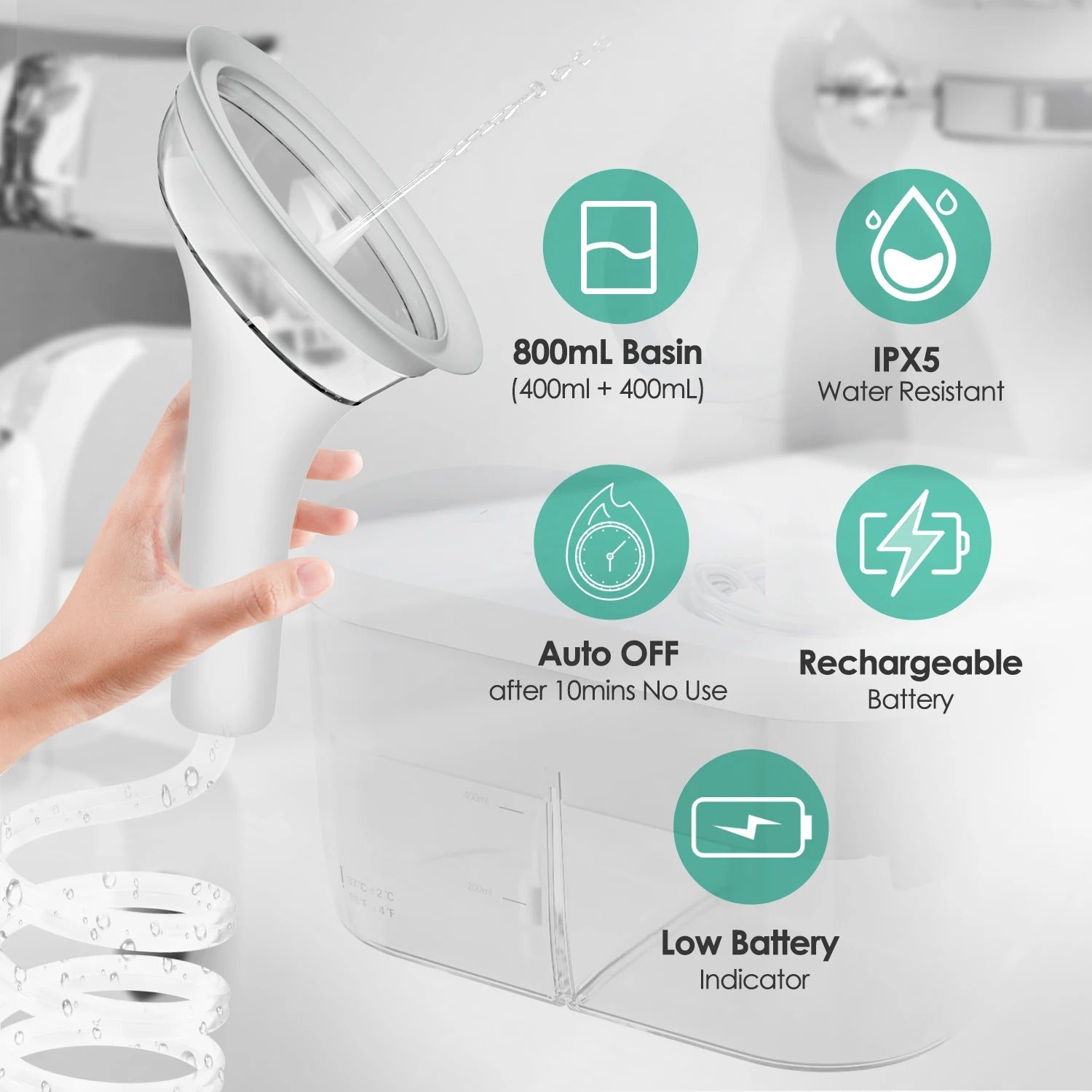 Rechargeable Electric Ear Cleaner Irrigation Kit with Nozzles and Water Spray