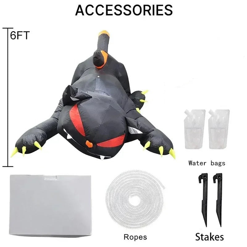 1.8m LED Inflatable Black Cat Decoration with Moving Head for Halloween Outdoor Display