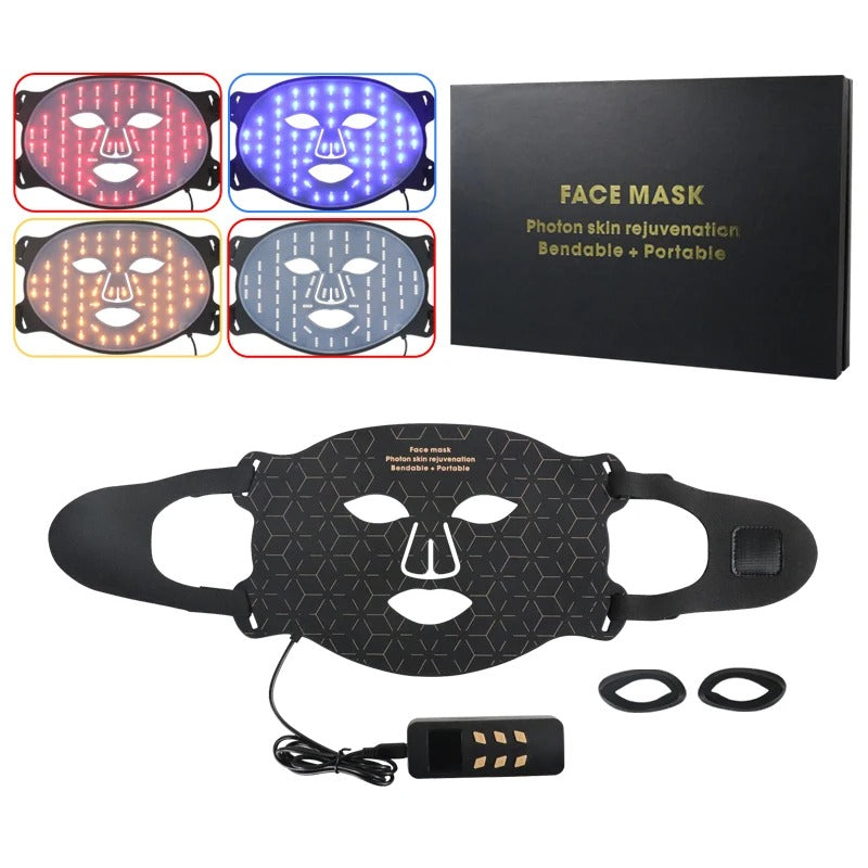 Portable LED Light Therapy Silicone Mask with 4 Modes for Skin Rejuvenation & Wrinkle Care