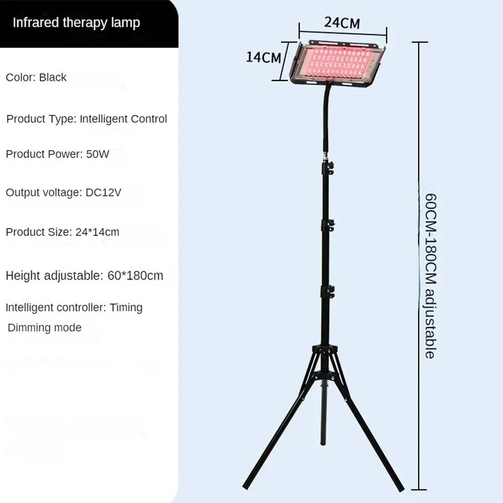 75-LED Red & Near Infrared Light Therapy Lamp with Adjustable Stand for Pain Relief & Skin Care